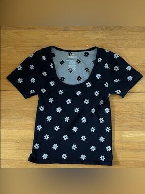 NWOT Pink Republic Black Floral Tee